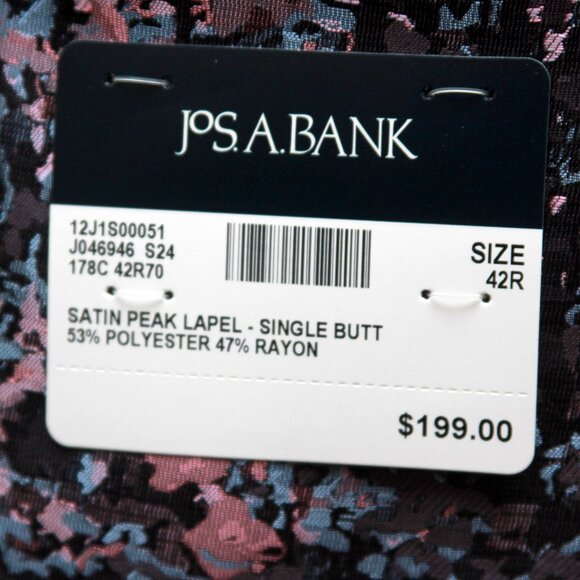 Jos A Bank 42R Camo Dinner Jacket Blazer Slim Fit Peak Lapel E01052 - Picture 9 of 9